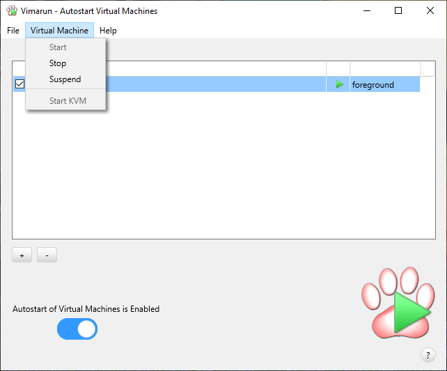 virtual machine menu